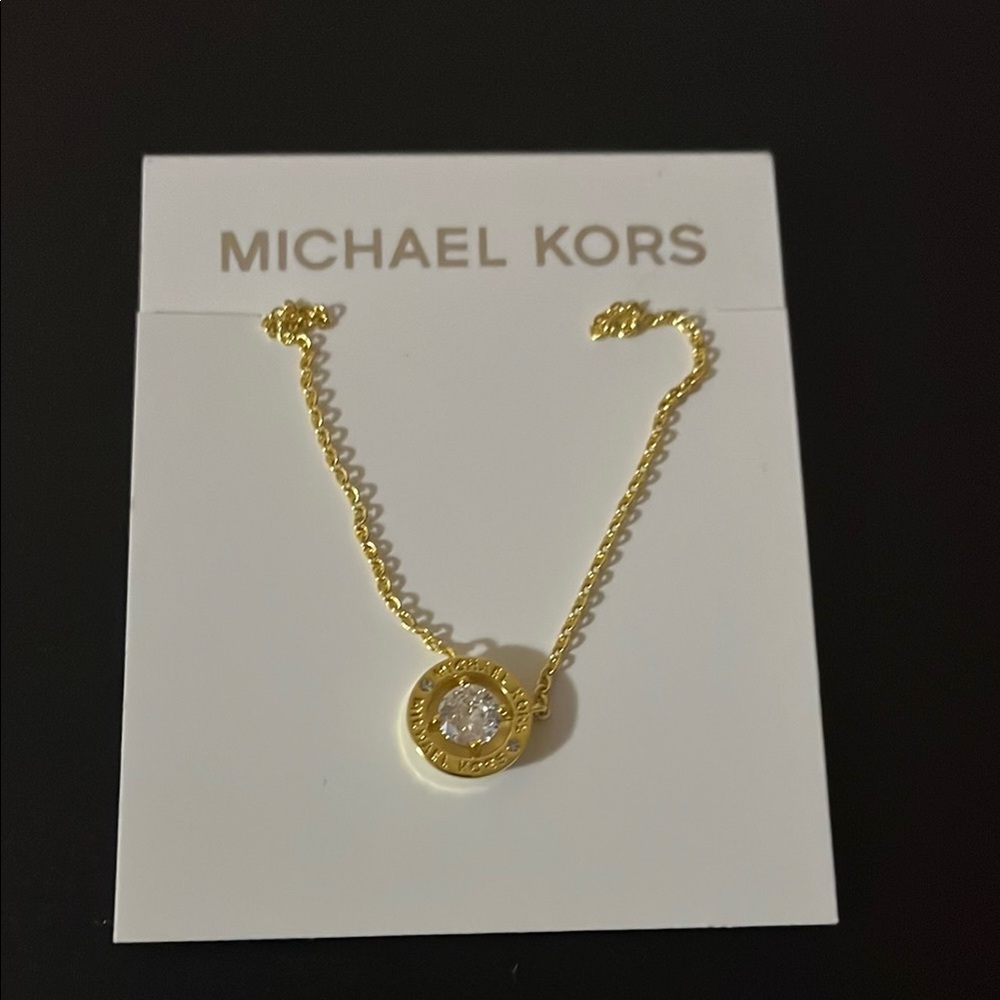 Michael Kors Gold Necklace with Crystal Pendant